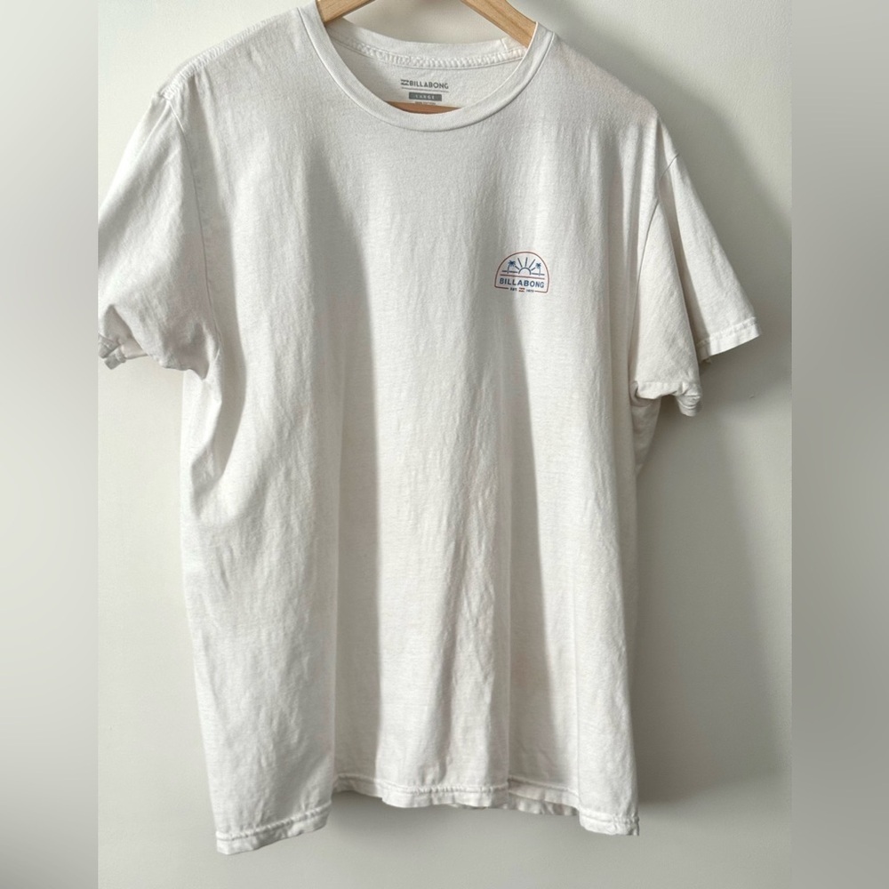 Billabong Surf Graphic Tee White Large Palm Sunset Logo Cotton